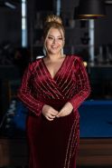 Robe De Soirée Velours Longue Rouge Bordeaux ABU4282