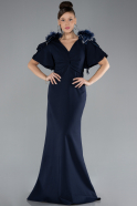 Robe de Soirée Grande Taille Longue Bleu Marine ABU4353