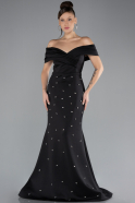 Robe De Fiançailles Grande Taille Longue Noir ABU4347