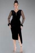 Robe De Soirée Midi Velours Noir ABK2168