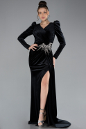 Robe de Soirée Longue Velours Noir ABU4375