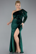 Robe De Soirée Grande Taille Longue Velours Velours Longue Émeraude ABU4339