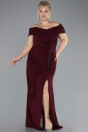 Robe de Soirée Grande Taille Longue Rouge Bordeaux ABU4318