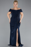 Robe de Soirée Grande Taille Longue Bleu Marine ABU4318