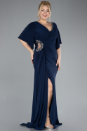 Robe De Fiançailles Grande Taille Longue Bleu Marine ABU3735