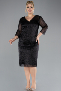 Robe De Invitation Grande Taille Midi Squameuse Noir ABK2171