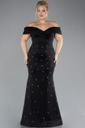 Robe De Fiançailles Grande Taille Longue Noir ABU4347