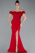 Robe De Fiançailles Grande Taille Longue Rouge ABU4388