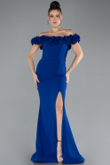 Robe de Soirée Longue Bleu Saxe ABU4387