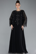 Robe Grande Taille Longue Mousseline Noir ABU4396