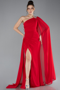 Robe de Soirée Longue Mousseline Rouge ABU4406