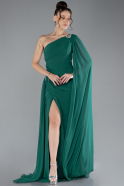 Robe de Soirée Longue Mousseline Émeraude ABU4406