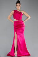 Robe de Soirée Longue Satin Fushia ABU4409