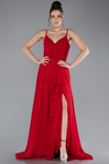 Robe de Soirée Longue Mousseline Rouge ABU4412