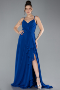 Robe de Soirée Longue Mousseline Bleu Saxe ABU4412