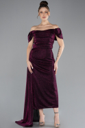 Robe De Soirée Grande Taille Midi Prune ABK2181