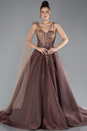 Robes De Soirée Grande Taille Longue Marron Clair ABU4467