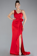 Robe de Soirée Longue Satin Rouge ABU4498