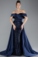 Robe de Soirée Longue Bleu Marine ABU4515