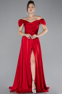 Robe de Soirée Longue Satin Rouge ABU4508