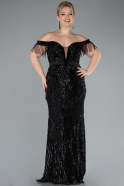 Robe De Fiançailles Grande Taille Longue Noir ABU3785