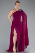 Robe Grande Taille Longue Mousseline Prune ABU4407