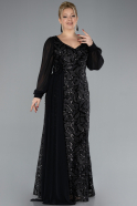 Robe De Fiançailles Grande Taille Longue Squameuse Noir ABU4505