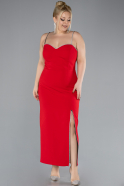 Robe De Invitation Grande Taille Midi Rouge ABK2192