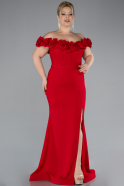 Robe De Fiançailles Grande Taille Longue Rouge ABU4388