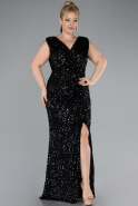 Robe De Fiançailles Grande Taille Longue Noir ABU4401