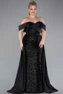 Robe de Soirée Grande Taille Longue Noir ABU4516