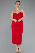 Robe De Invitation Grande Taille Midi Rouge ABK2178