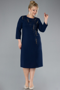 Robe De Invitation Grande Taille Midi Bleu Marine ABK2197