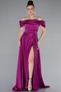 Robe de Soirée Longue Satin Fushia ABU4531