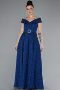 Robe de Soirée Longue Bleu Saxe ABU4532