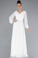 Robe de Soirée Longue Mousseline Blanc ABU4533