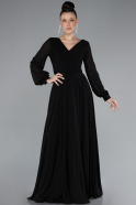 Robe de Soirée Longue Mousseline Noir ABU4533