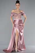 Robe De Soirée Satin Longue Poudre ABU4424