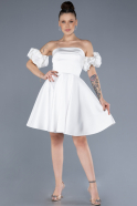 Robe de Cérémonie Courte Satin Blanc ABK2215