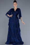 Robe de Soirée Grande Taille Longue Bleu Saxe ABU4558