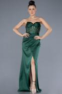 Robe de Soirée Longue Satin Émeraude ABU4568