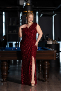 Robe De Fiançailles Grande Taille Longue Rouge Bordeaux ABU4401