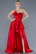 Robe de Soirée Longue Satin Rouge ABU4561