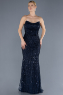 Robe de Soirée Longue Bleu Marine ABU4563