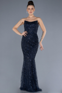 Robe de Soirée Longue Bleu Marine ABU4563