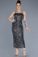 Robe De Soirée Midi Anthracite ABK2223