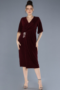 Robe De Invitation Grande Taille Midi Rouge Bordeaux ABK2224