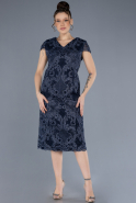 Robe De Invitation Grande Taille Midi Lacé Bleu Marine ABK2229