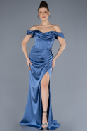 Robe de Soirée Longue Satin Indigo ABU4582