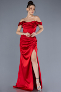 Robe de Soirée Longue Satin Rouge ABU4582